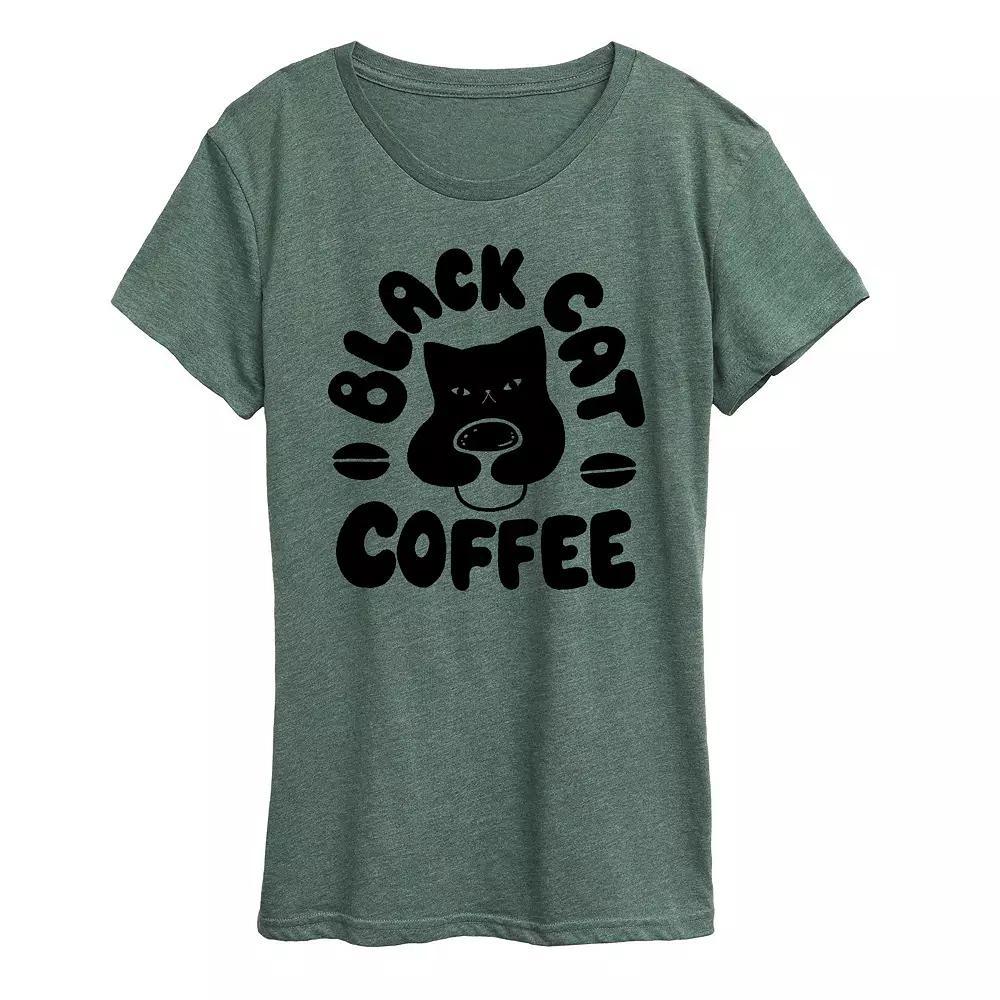 Women's Black Cat Coffee Graphic Tee, Girl's, Size: Medium, White Product Image