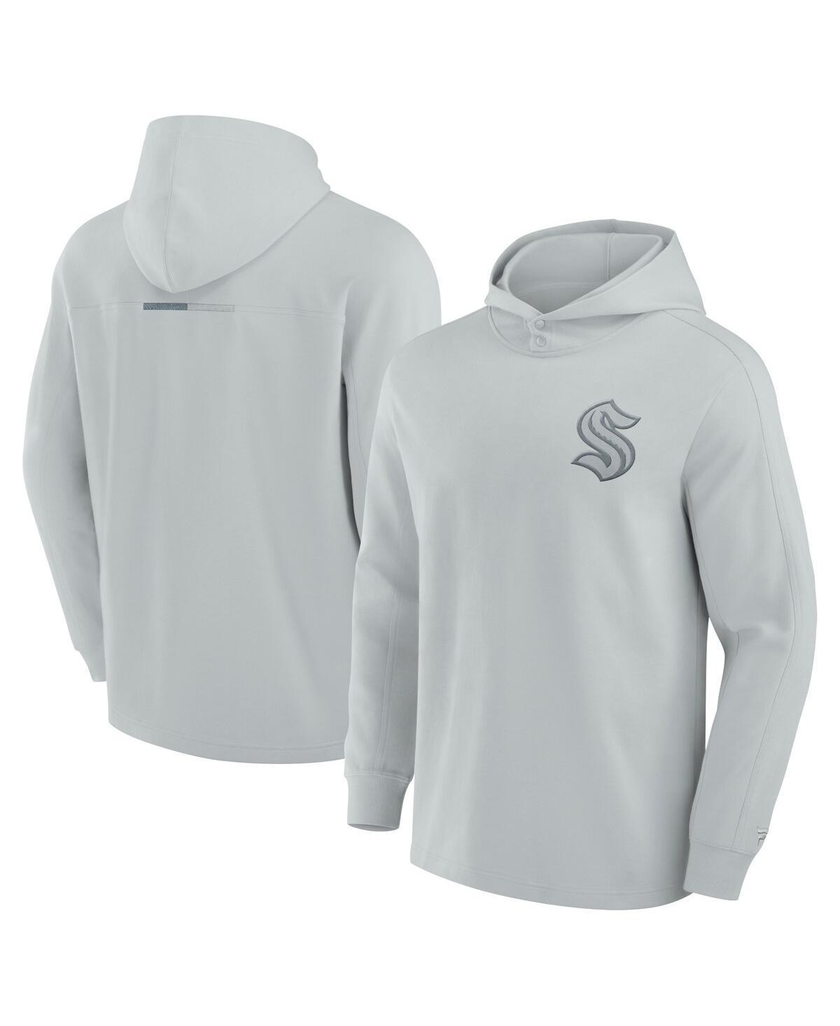 Mens Fanatics Signature Gray Seattle Kraken Elements Lightweight Tri-Blend Fleece Hoodie Product Image