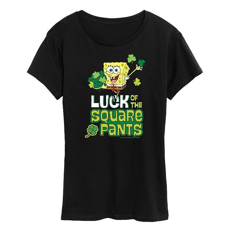 Womens SpongeBob SquarePants Luck Of The Square Pants Graphic Tee Product Image