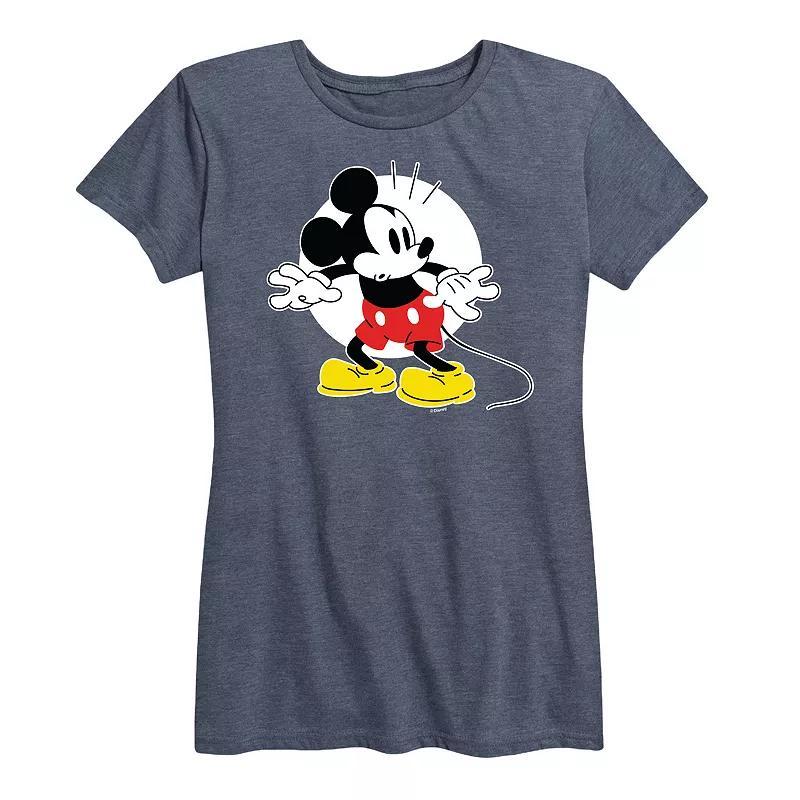 Disneys Mickey Mouse Womens Surprised Graphic Tee Grey Gray Product Image