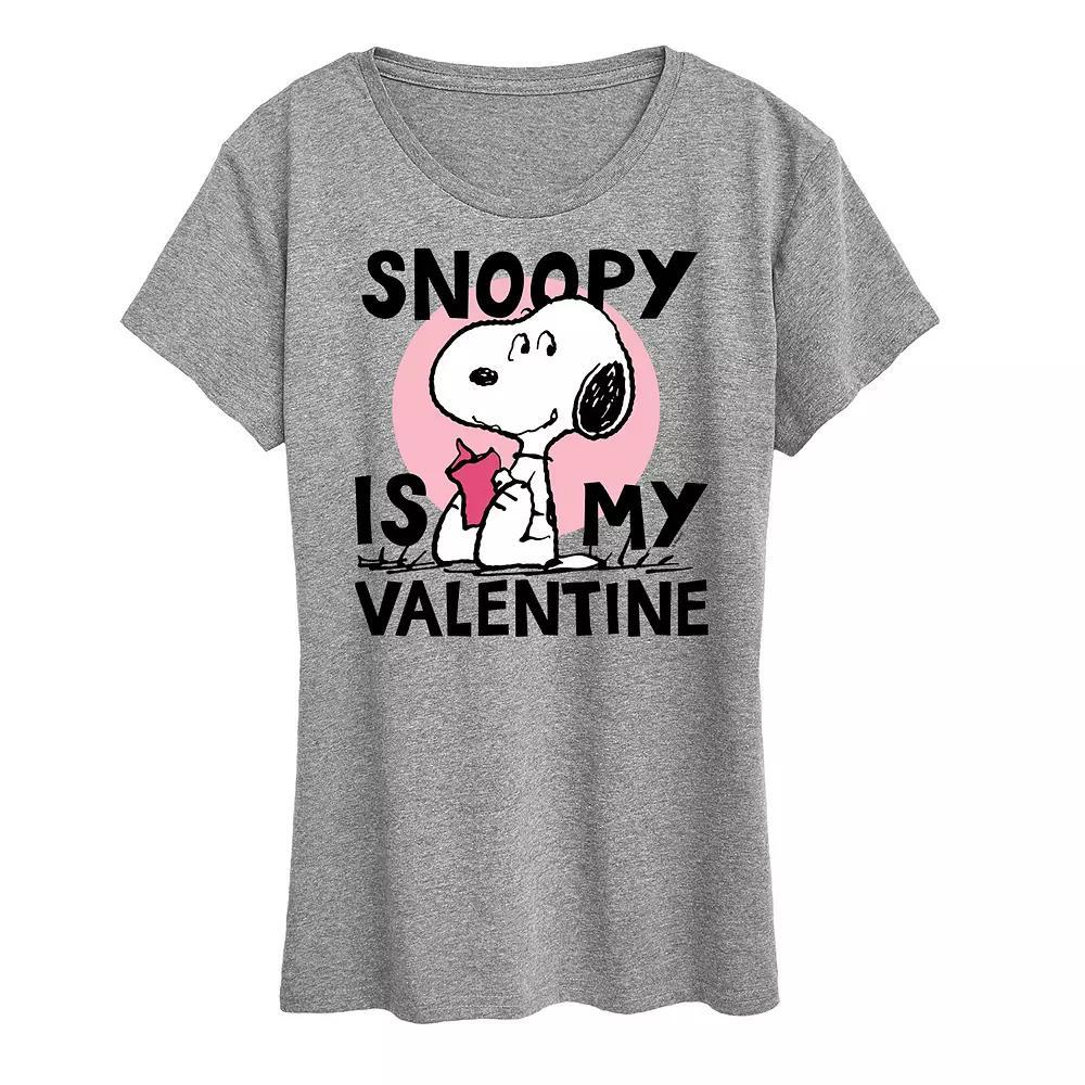 Women's Peanuts Snoopy Is My Valentine Graphic Tee, Size: Small, Grey Gray Product Image