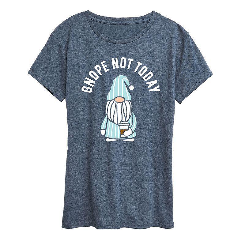 Womens Gnope Not Today Sleepy Gnome Graphic Tee Blue Product Image