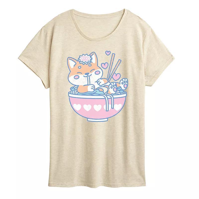 Women's Kawaii Ramen Shiba Inu Graphic Tee, Size: XXL, White Product Image