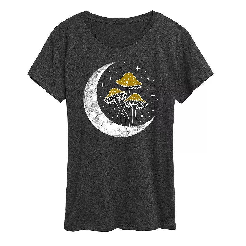 Women's Crescent Moon With Mushrooms Graphic Tee, Girl's, Size: XL, Heather Grey Product Image