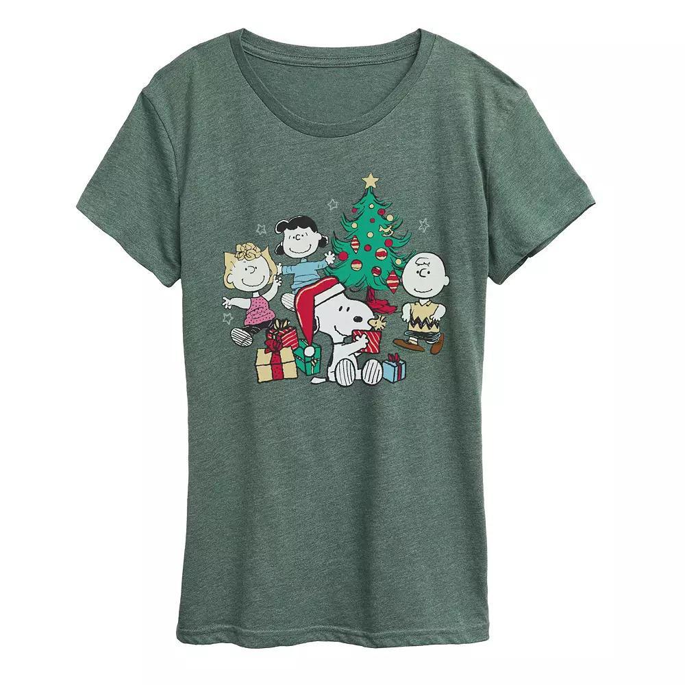 Women's Peanuts Group Christmas Tree Graphic Tee,  Product Image