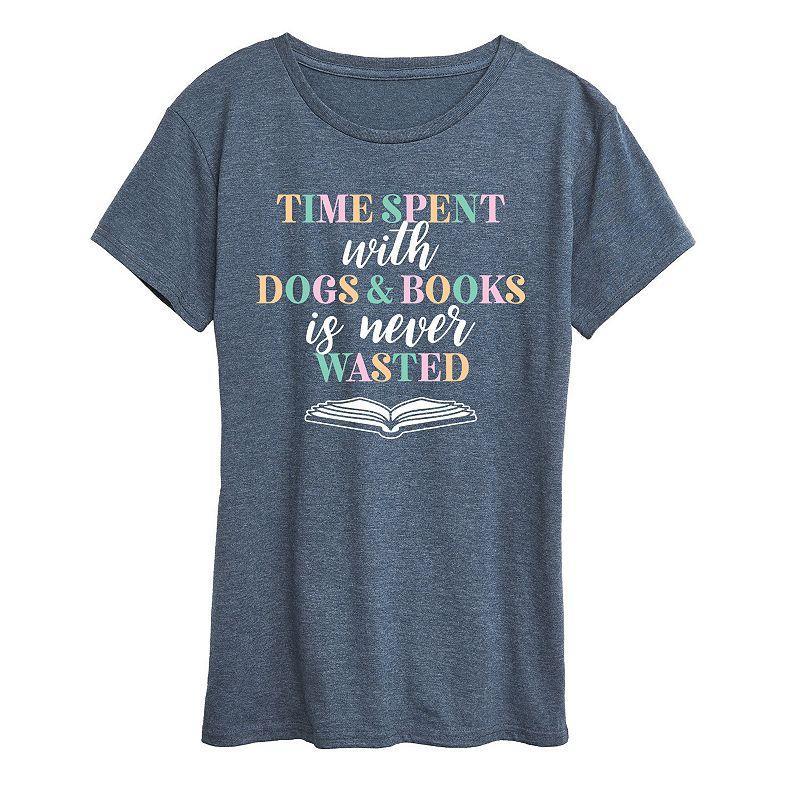 Women's Time Spent With Dogs Books Graphic Tee, Girl's, Size: Small, Grey Blue Product Image