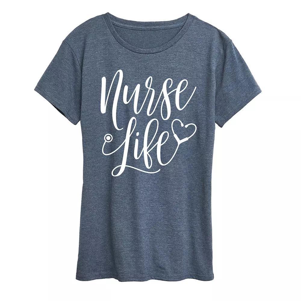 Women's Nurse Life Graphic Tee, Girl's, Size: Medium, Grey Wine Product Image