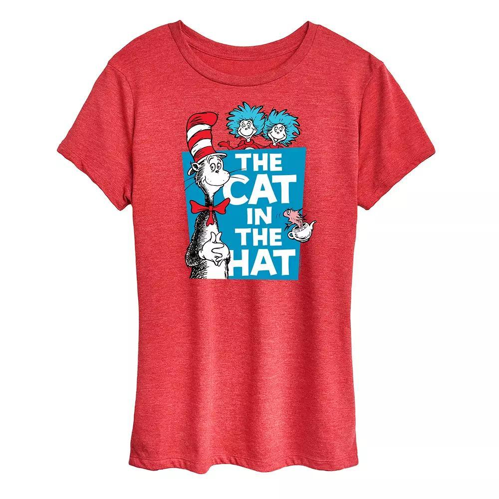 Women's Dr. Seuss Cat In The Hat Graphic Tee, Size: XL, Grey Red Product Image