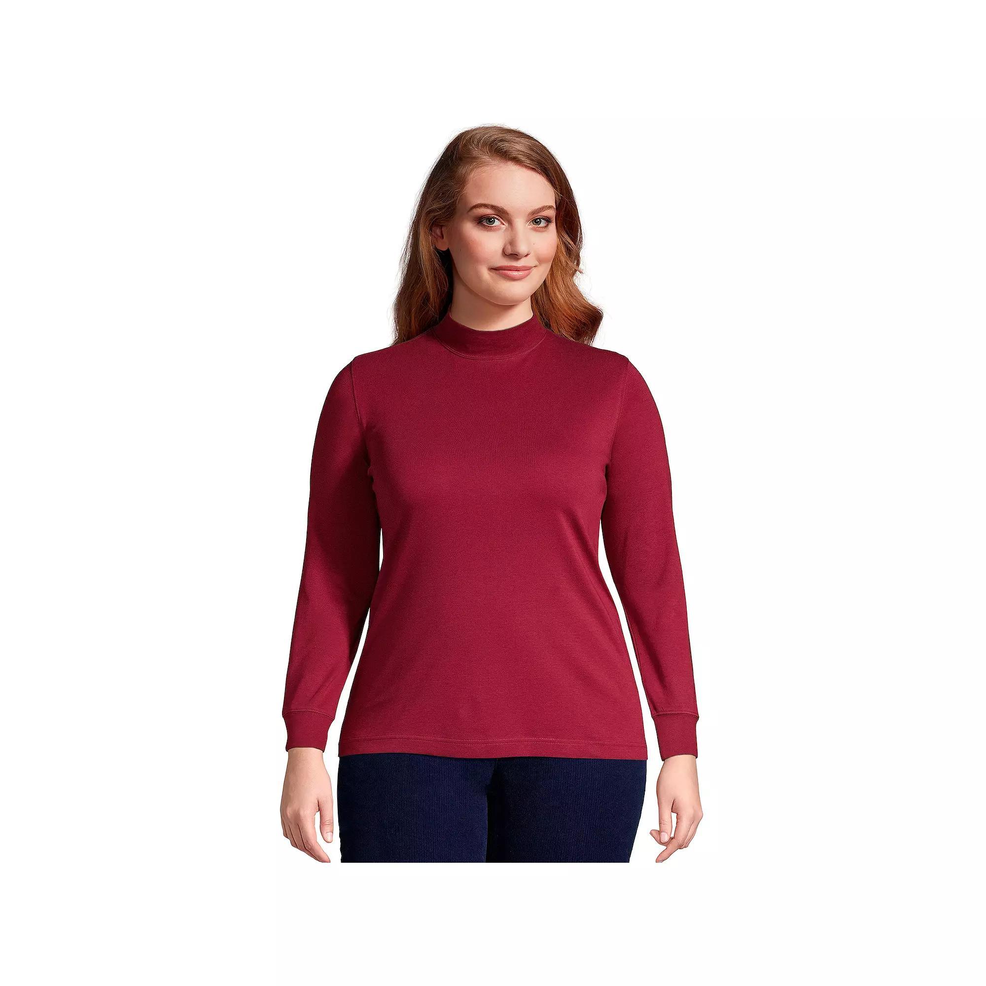 Plus Size Lands End Relaxed Mockneck Top, Womens Product Image