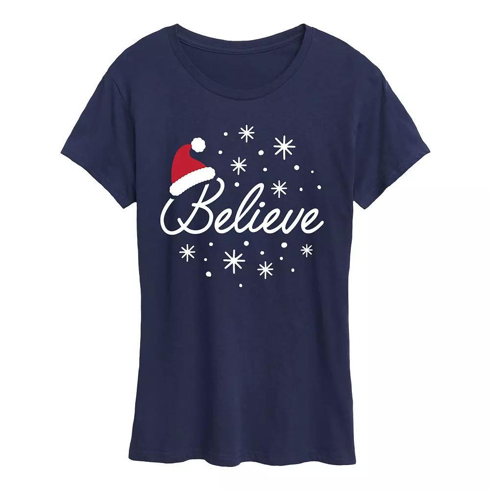Women's Believe With Santa Hat Graphic Tee, Girl's,  Product Image