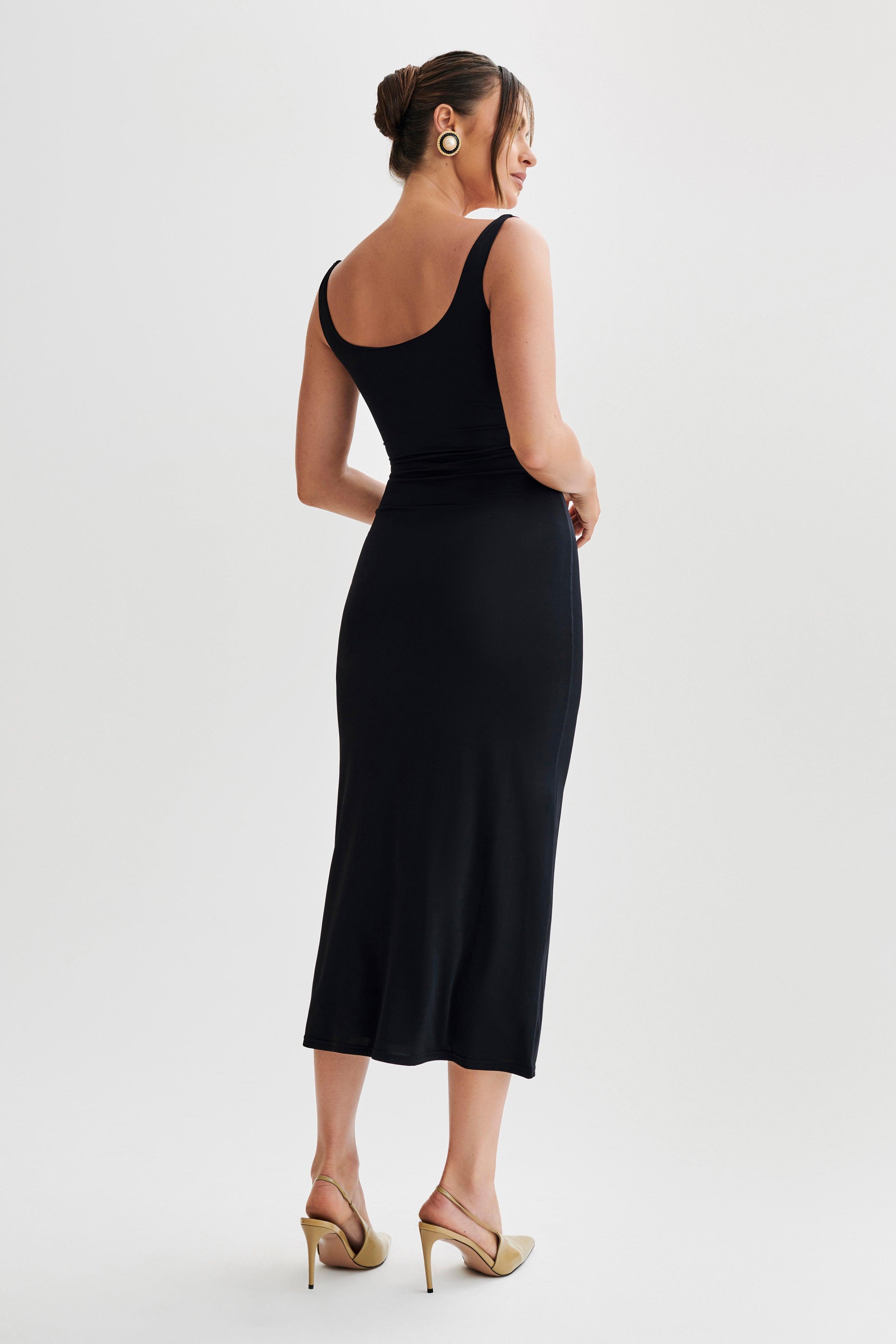 Augustine Slinky Scoop Midi Dress - Black Product Image