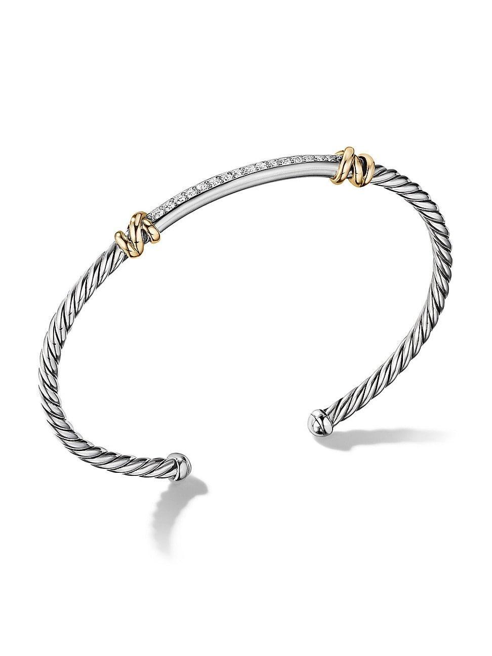 Womens Petite Helena Two Station Wrap Bracelet with 18K Yellow Gold with Pav Diamonds Product Image