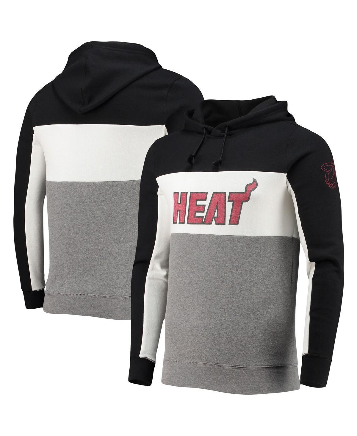 Men's Junk Food Black/White Miami Heat Wordmark Colorblock Fleece Pullover Hoodie, Size: Small Product Image