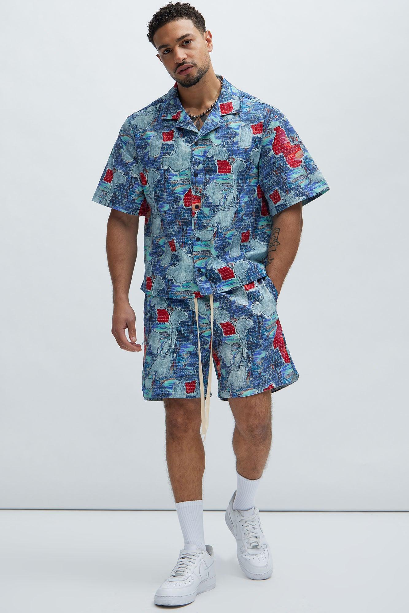 Maui Garden Warmup Shorts - Blue/combo Product Image