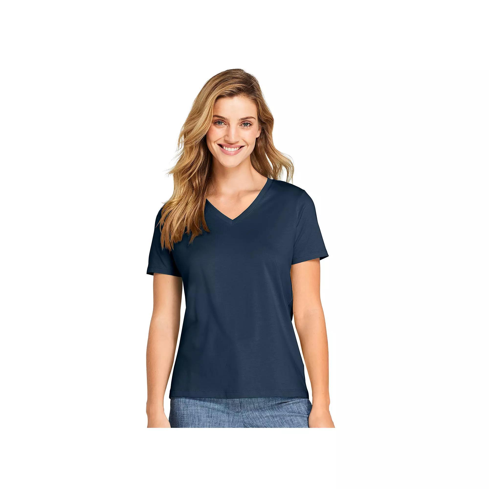 Women's Lands' End Relaxed-Fit Supima Cotton V-Neck Tee,  Product Image