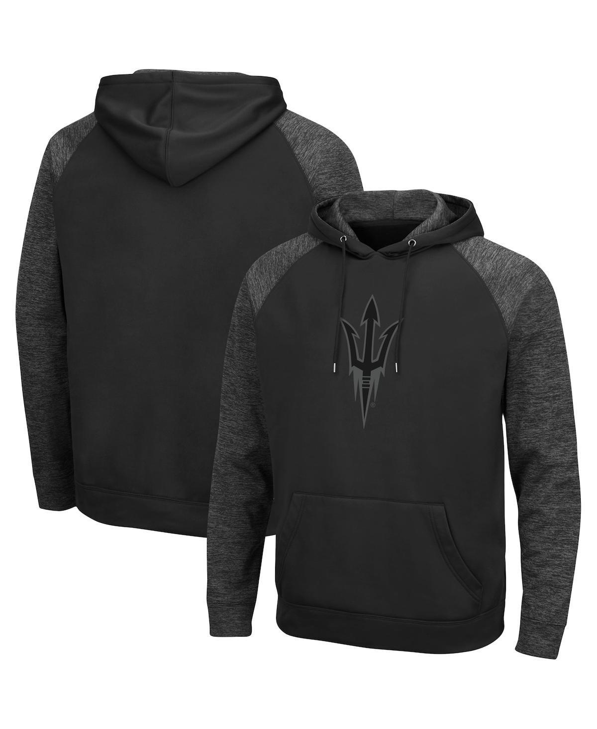 Men's Colosseum Black Arizona State Sun Devils Blackout 3.0 Tonal Raglan Pullover Hoodie, Size: Small Product Image