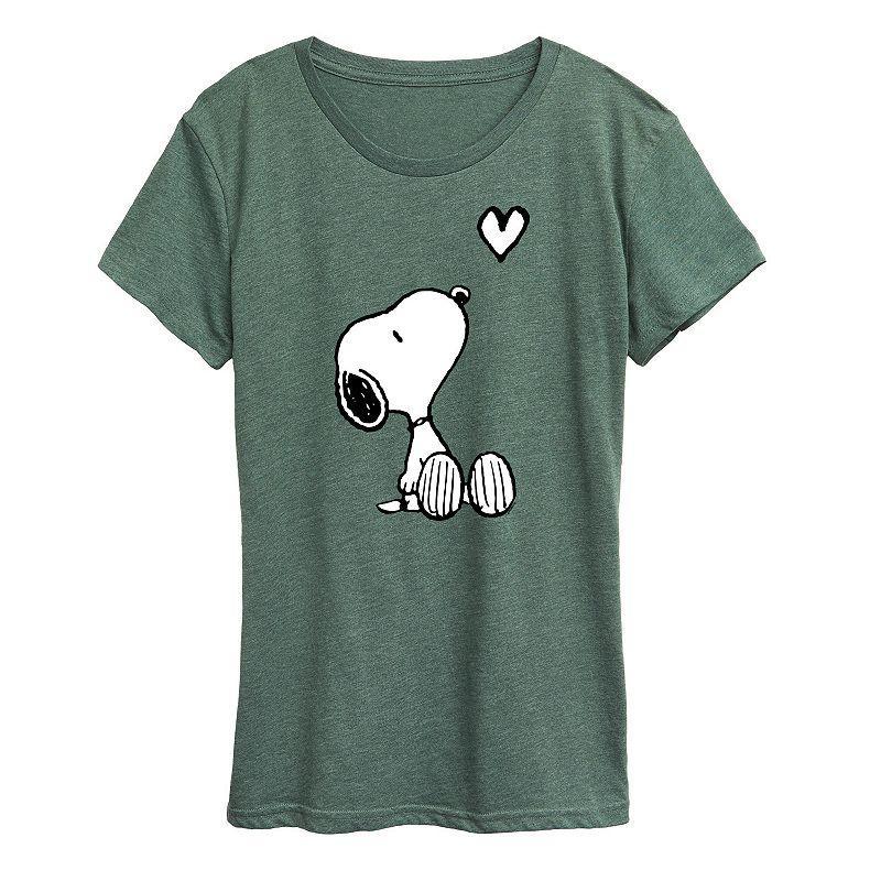Women's Peanuts White Snoopy Heart Graphic Tee, Girl's,  Product Image