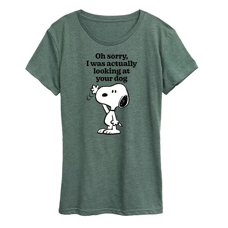 Women's Peanuts Snoopy Looking At Your Dog Graphic Tee, Size: XXL, Grey Gray Product Image