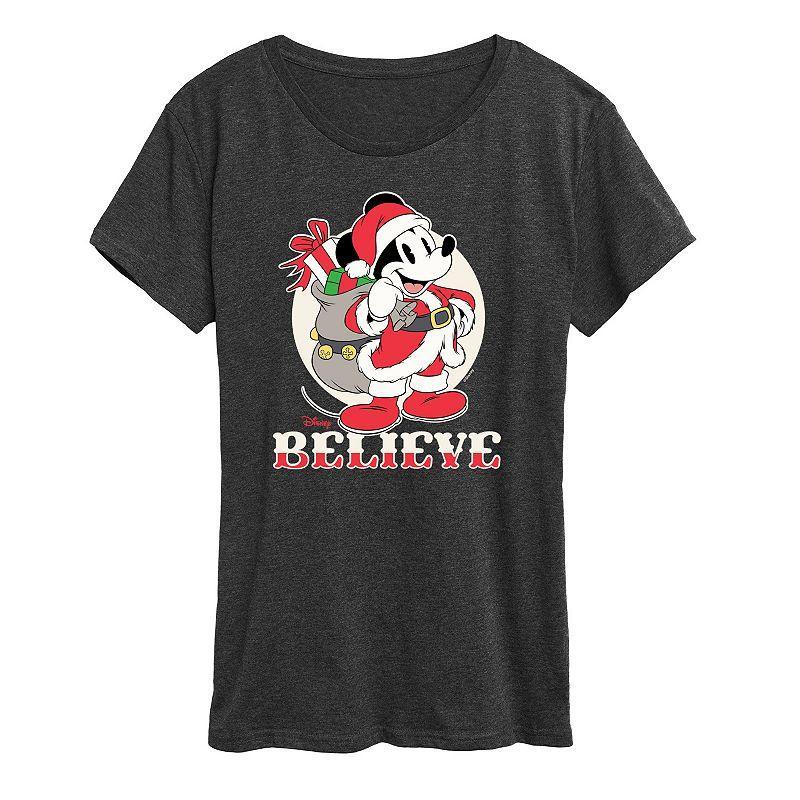 Disney's Mickey Mouse Women's Believe Holiday Graphic Tee, Girl's, Size: XXL, Heather Grey Product Image