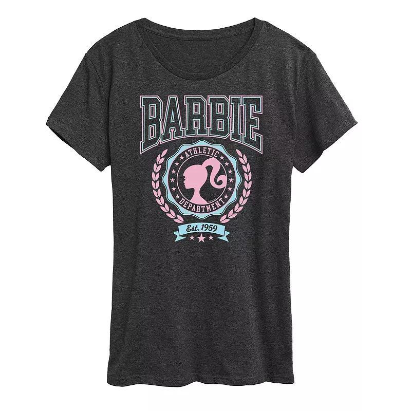 Women's Barbie® Varsity Athletic Department Graphic Tee, Size: Large, Black Product Image