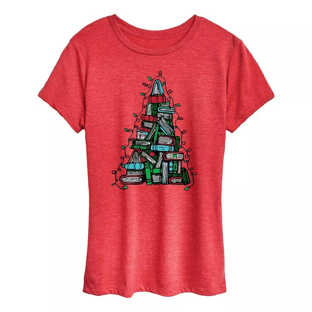Women's Book Christmas Tree Graphic Tee, Girl's,  Product Image