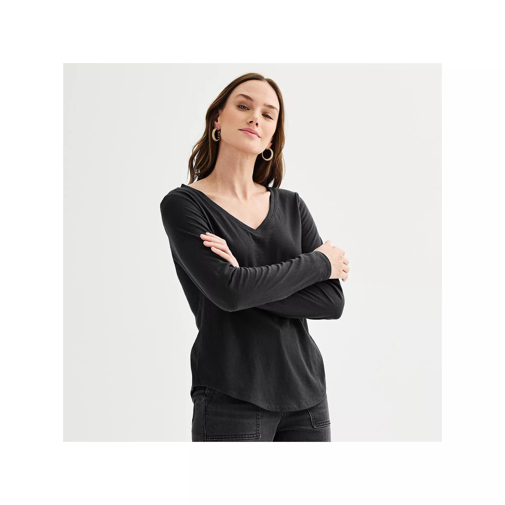 Women's Sonoma Goods For Life® Everyday Long Sleeve V-Neck T-Shirt,  Product Image