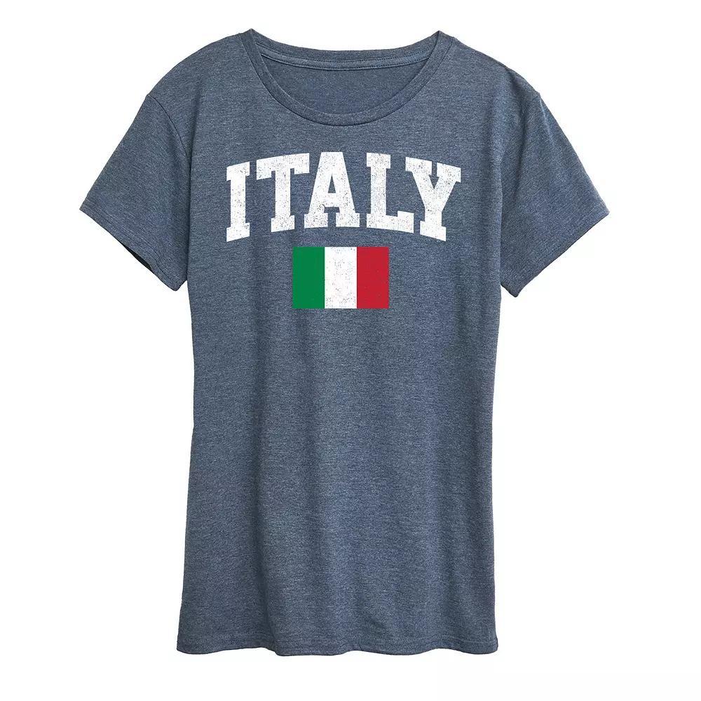 Women's Italy Flag Graphic Tee, Size: Large, Grey Blue Product Image