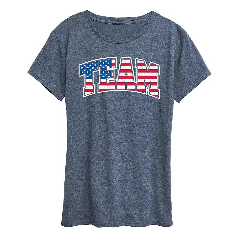 Women's Team USA Graphic Tee, Size: Large, Grey Blue Product Image