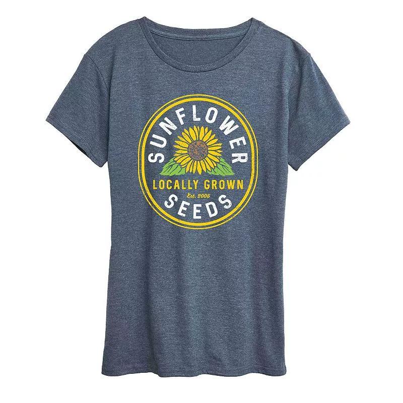 Plus Sunflower Seeds Graphic Tee, Womens Grey Blue Product Image