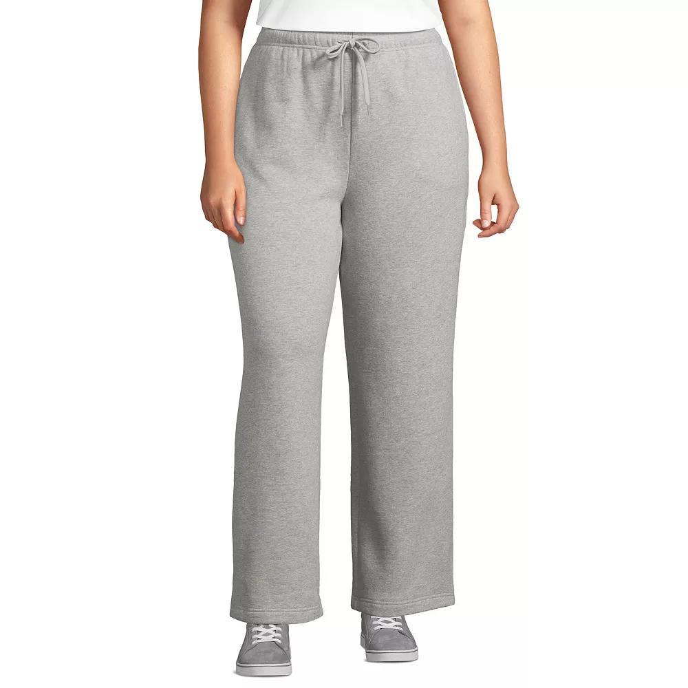 Plus Size Lands' End Fleece High-Rise Relaxed Straight Leg Pants, Women's, Size: 2XL, Gray Grey Product Image