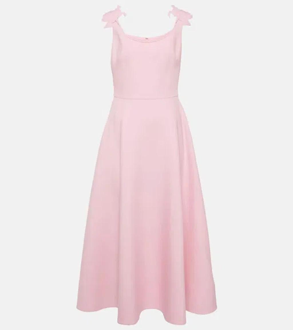 VALENTINO Floral-embroidered Wool-blend Midi Dress In Pastel Product Image