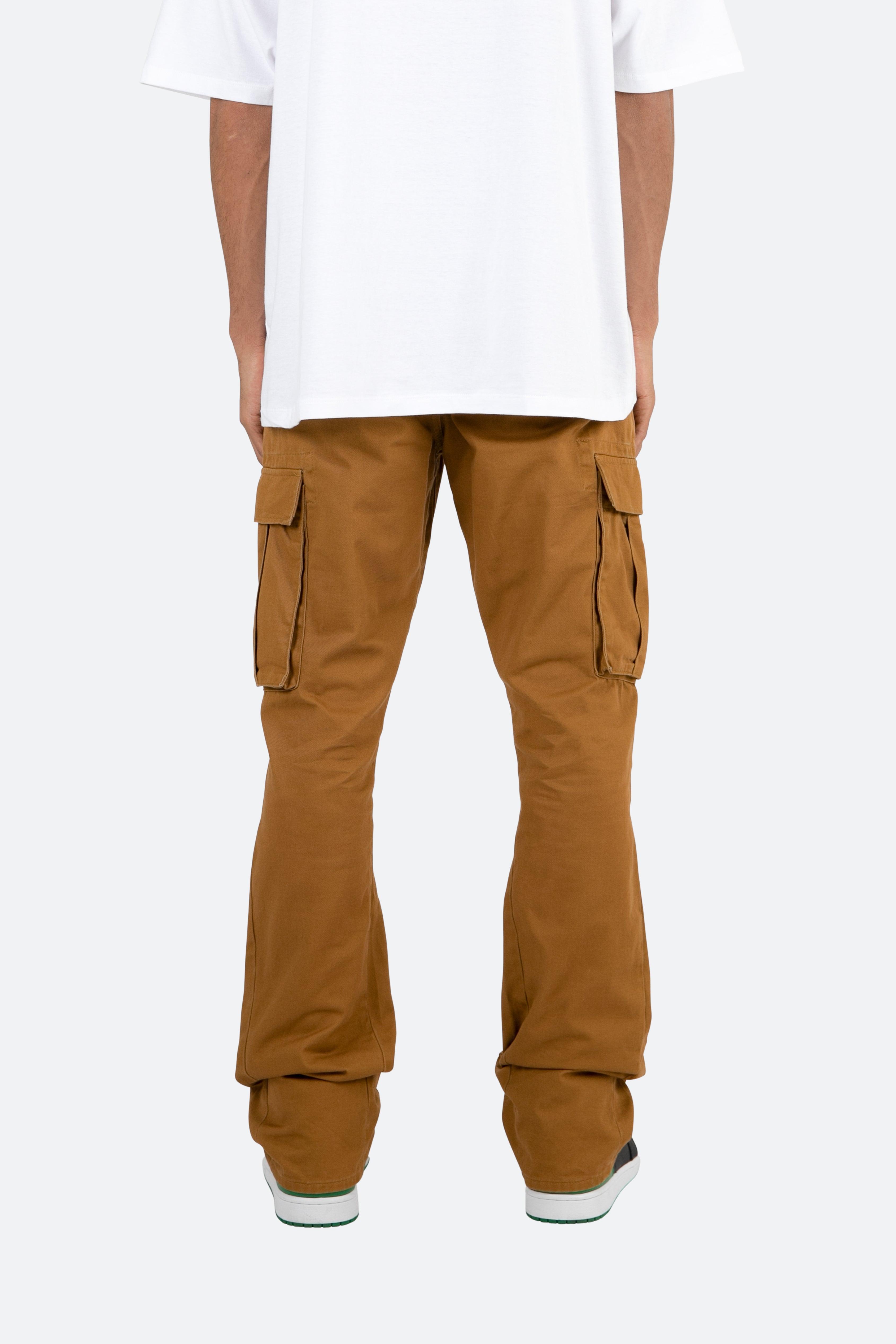 Twill Flare Cargo Pants - Brown Product Image