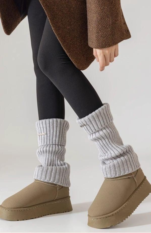 Plain Ribbed Knit Leg Warmers Product Image