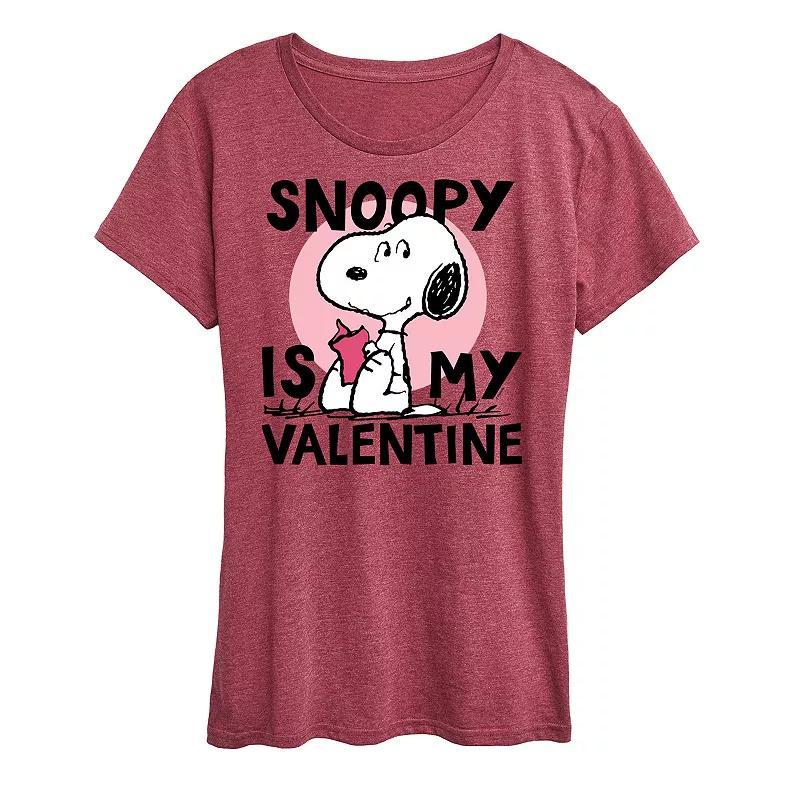 Women's Peanuts Snoopy Is My Valentine Graphic Tee, Size: Small, Grey Gray Product Image