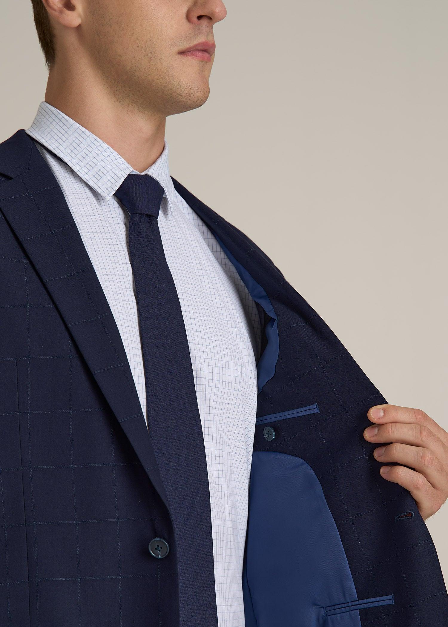 Suit Jacket for Tall Men in Blue Windowpane Product Image