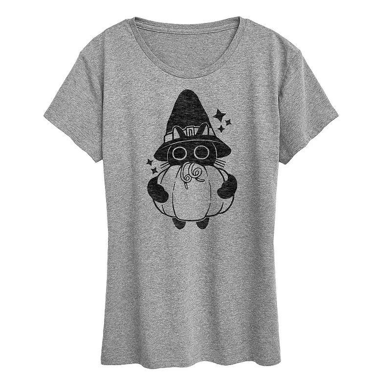 Women's Witch Cat With Pumpkin Graphic Tee,  Product Image