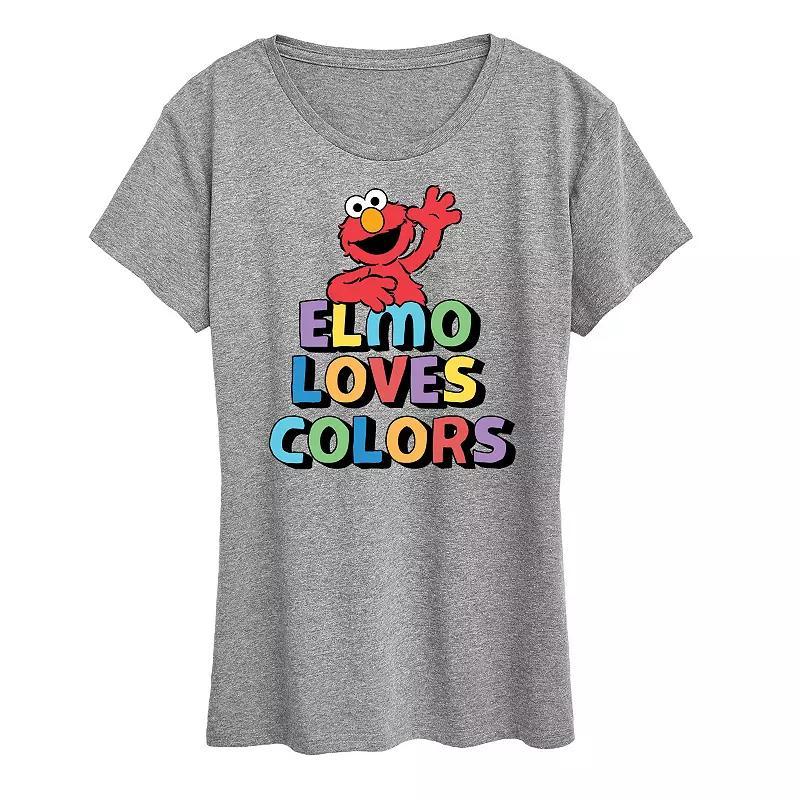 Womens Sesame Street Elmo Colors Graphic Tee, Girls Grey Gray Product Image