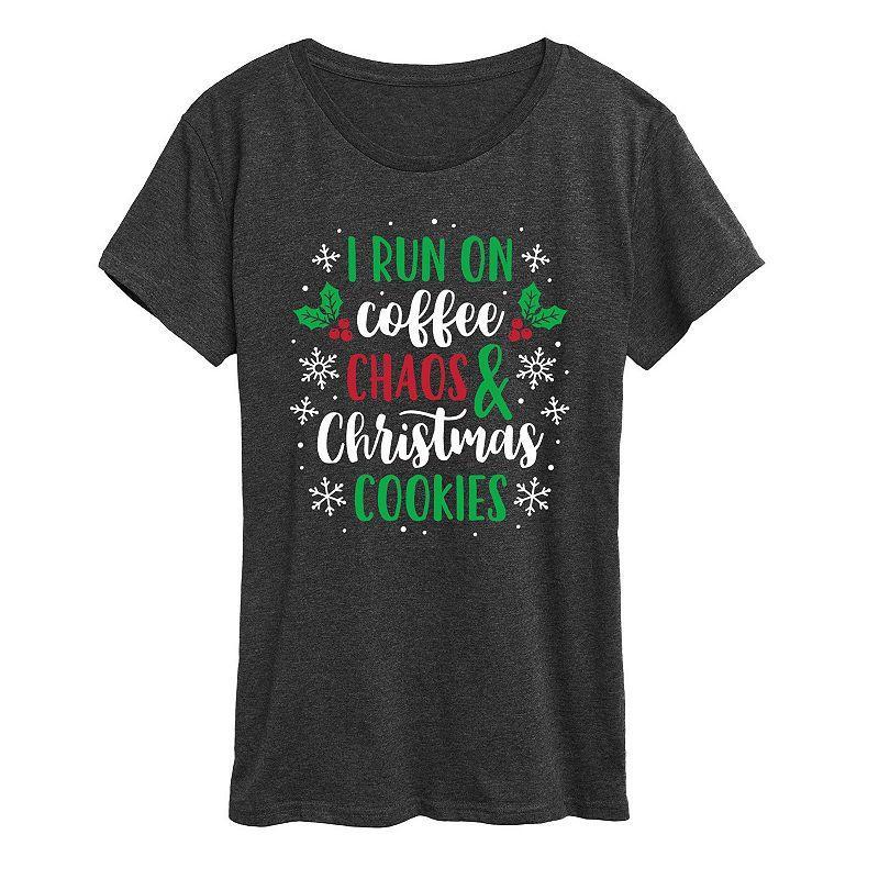 Plus Coffee Chaos Christmas Cookies Graphic Tee, Women's, Size: 2XL, Heather Grey Product Image