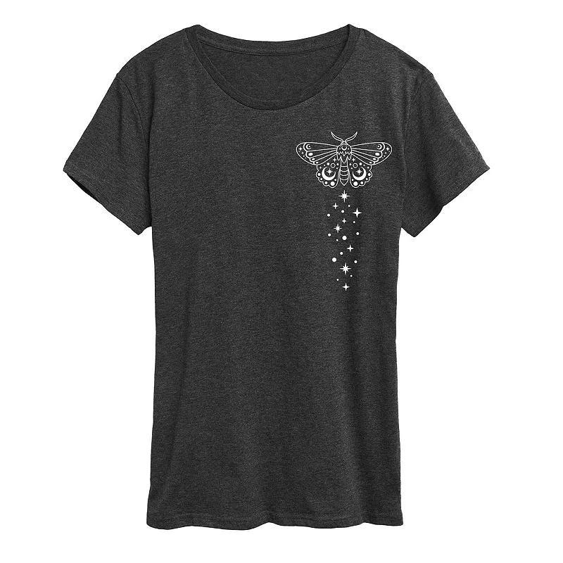 Womens Celestial Moth Star Trail Graphic Tee Heather Grey Product Image