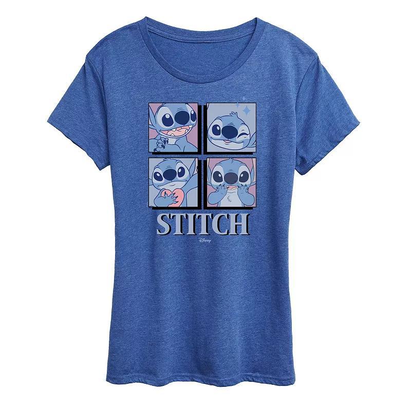 Disney's Lilo & Stitch Women's Grid Graphic Tee, Size: Medium, Grey Gray Product Image