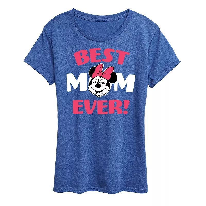 Disneys Minnie Mouse Womens Best Mom Graphic Tee Grey Green Product Image