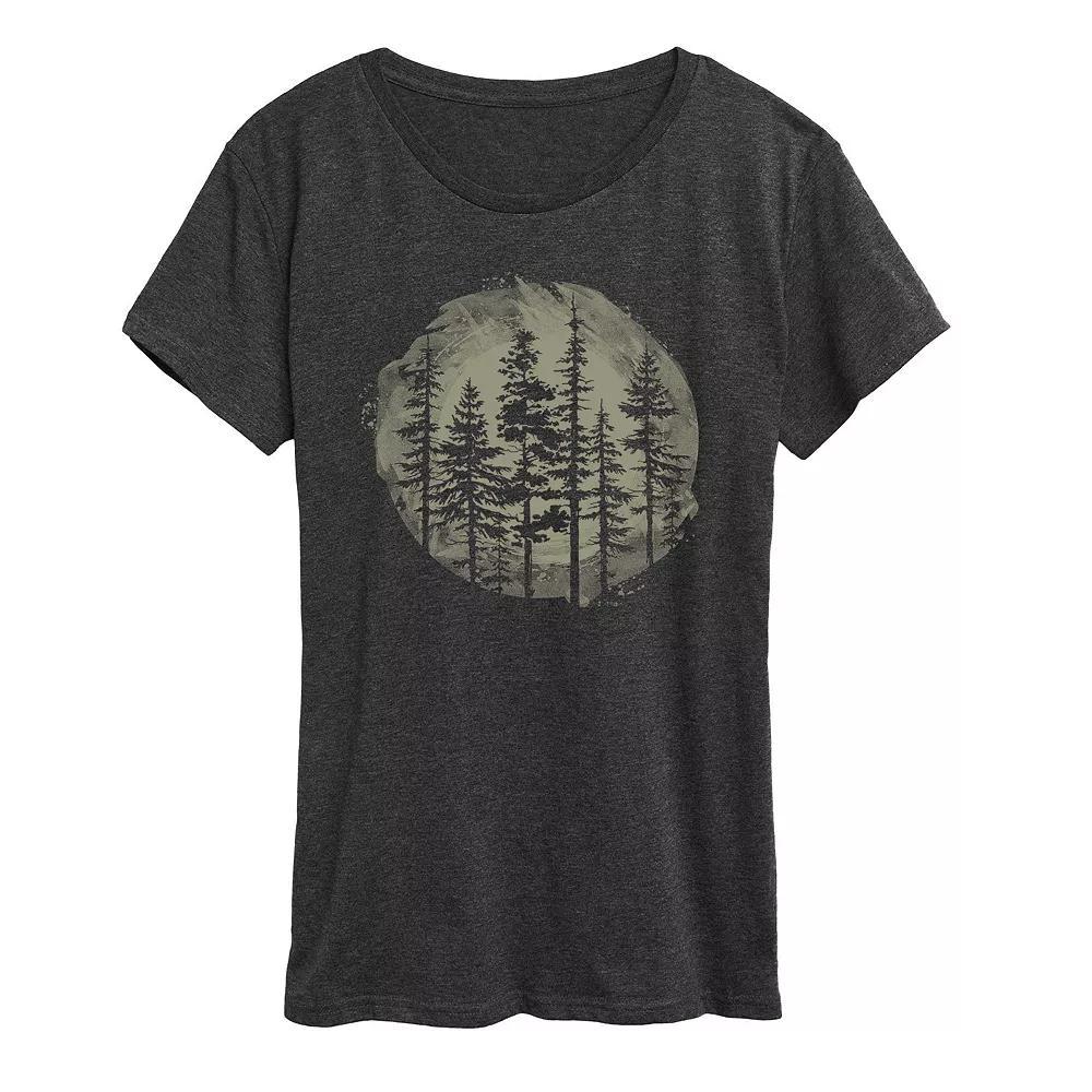 Women's Watercolor Pine Trees Graphic Tee, Girl's, Size: XXL, Heather Grey Product Image