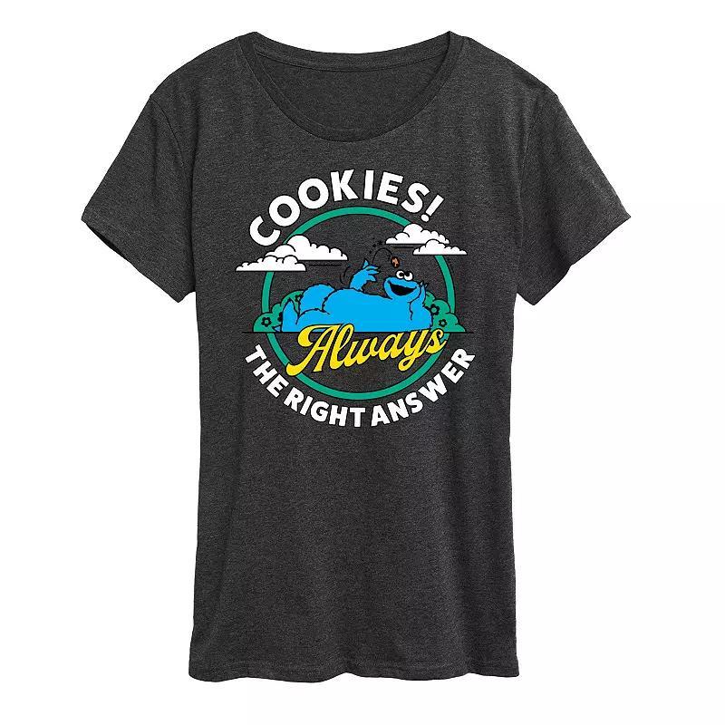 Women's Sesame Street Cookies Answer Graphic Tee, Girl's, Size: XL, Grey Royal Blue Product Image