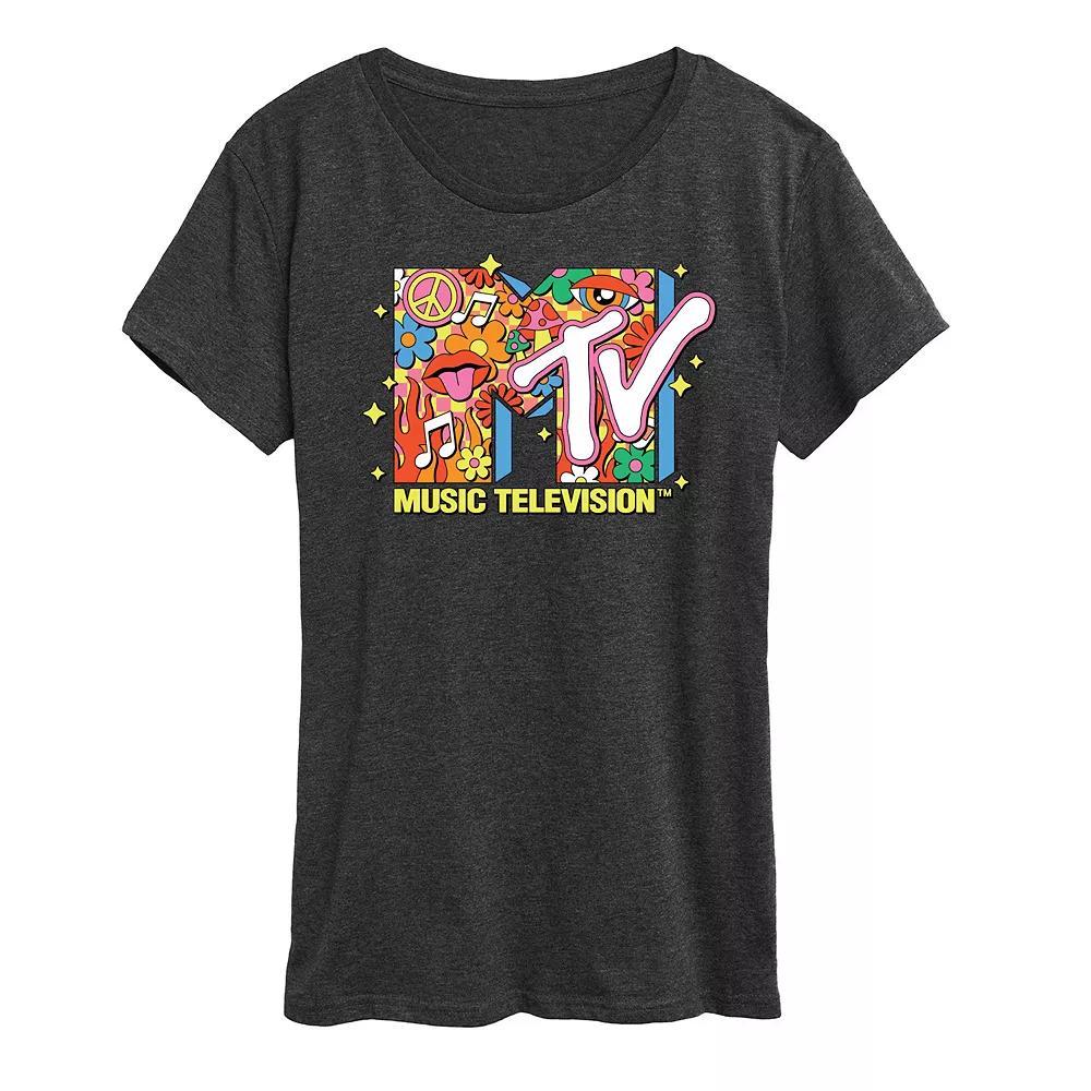 Women's MTV Logo Retro Collage Graphic Tee, Size: XXL, Heather Grey Product Image