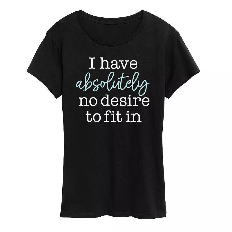 Women's No Desire To Fit In Graphic Tee, Size: Medium, Grey Gray Product Image