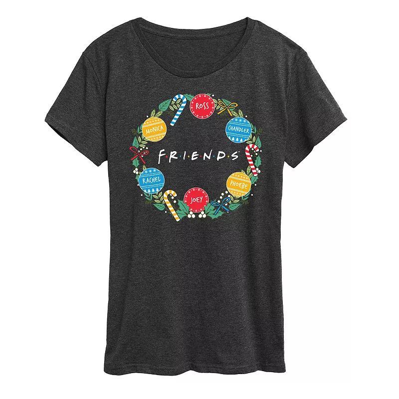 Women's Friends Christmas Wreath Graphic Tee, Girl's,  Product Image