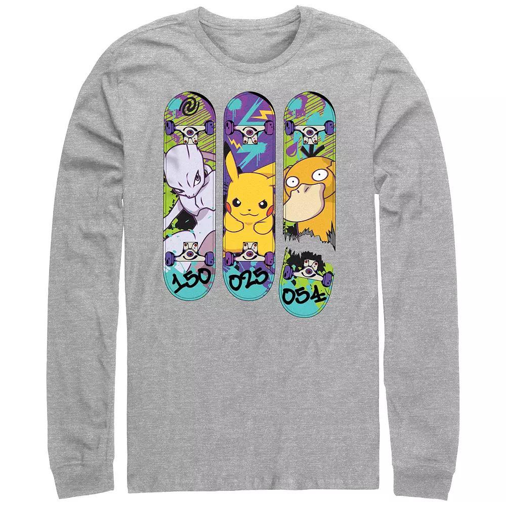 Men's Pokemon Skateboards Designs Graphic Tee, Size: XXL, Athletic Grey Product Image