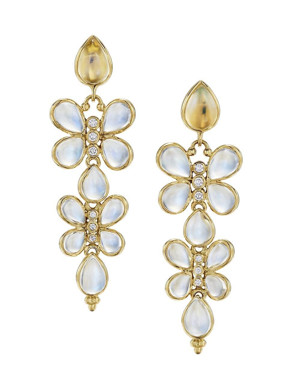 Womens FJ Luna Flutter 18K Yellow Gold, Blue Moonstone & 0.13 TCW Diamond Drop Earrings Product Image