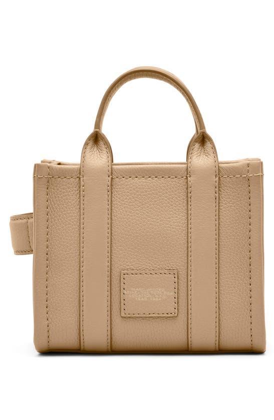 The Leather Crossbody Tote Bag In Beige Product Image