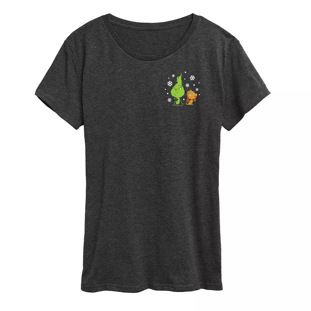 Women's Dr. Seuss Little Grinch Max Snow Graphic Tee, Girl's, Size: Medium, Grey Heather Product Image